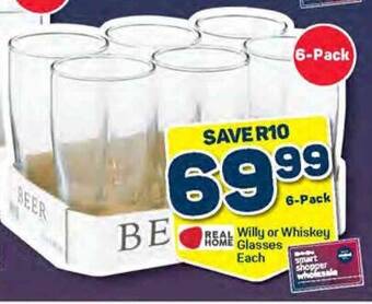 Pick n Pay REAL HOME Willy or Whiskey Glasses 6-Pack offer