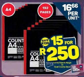 Pick n Pay A4192 Feint & Margin or Quad Counter Book offer