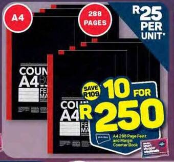 Pick n Pay A4 288 Page Feint and Margin Counter Book offer