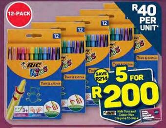 Pick n Pay BIC Kids Turn and Colour Wax Crayons 12-Pack offer