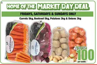 Boxer Carrots 5kg, Beetroot 5kg, Potatoes 3kg & Onions 3kg offer