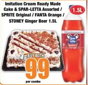 Boxer Imitation Cream Ready Made Cake & SPAR-LETTA Assorted / SPRITE Original / FANTA Orange / STONEY Ginger Beer 1.5L offer