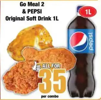 Boxer Go Meal 2 & PEPSI Original Soft Drink 1L offer