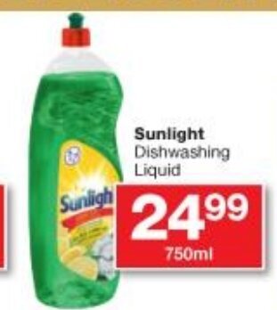Checkers Sunlight Dishwashing Liquid 750ml offer