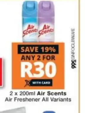 Checkers 2x200ml Air Scents Air Freshener All Variants offer
