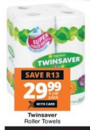 Checkers Twinsaver Roller Towels offer