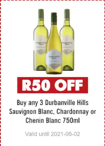 Spar Tops Durbanville Hills Sauvignon Blanc/Chardonnay/Chenin Blanc 750ml offer