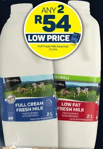Pick n Pay PnP Fresh Milk Assorted 2 Litre offer