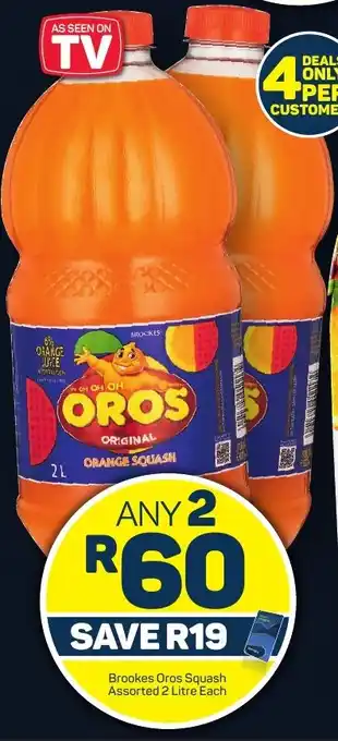 Pick n Pay Brookes Oros Squash Assorted 2 Litre Each offer