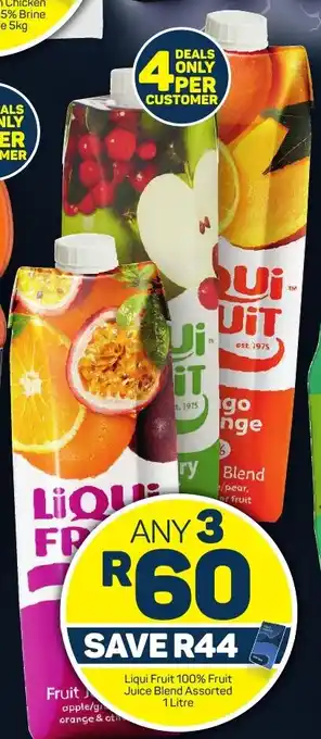 Pick n Pay Liqui Fruit 100% Fruit Juice Blend Assorted 1 Litre offer