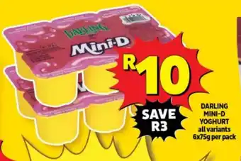 Usave DARLING MINI-D YOGHURT all variants 6x75g per pack offer