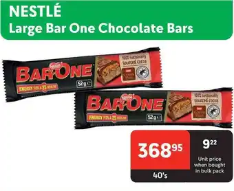 Makro NESTLÉ Large Bar One Chocolate Bars offer