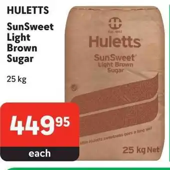 Makro HULETTS SunSweet Light Brown Sugar 25 kg offer
