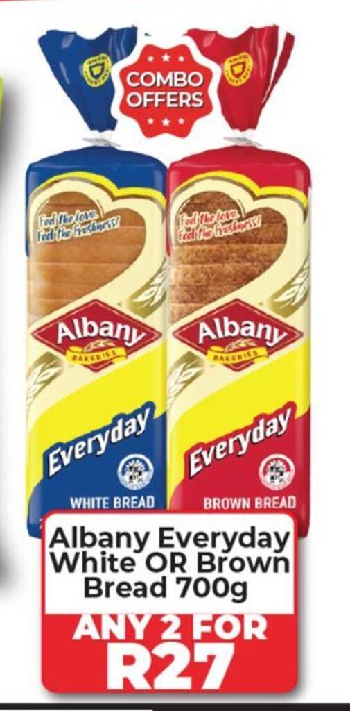 Albany Everyday White OR Brown Bread 700g offer at 1UP