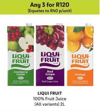 Makro LIQUI FRUIT 100% Fruit Juice (All variants) 2L offer