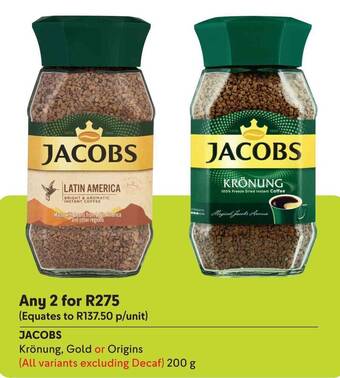 Makro JACOBS Krönung, Gold or Origins (All variants excluding Decaf) 200g offer