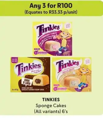 Makro TINKIES Sponge Cakes (All variants) 6's offer