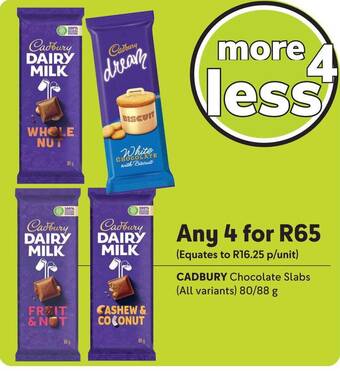 Makro CADBURY Chocolate Slabs (All variants) 80/88g offer