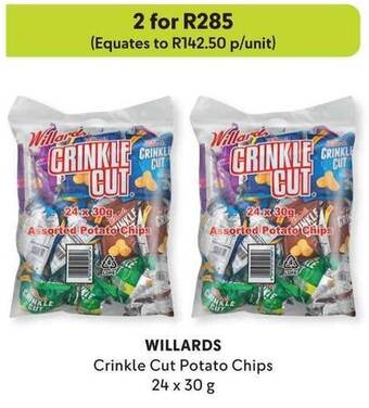 Makro WILLARDS Crinkle Cut Potato Chips 24x30g offer