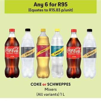 Makro COKE or SCHWEPPES Mixers (All variants) 1L offer