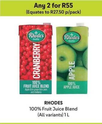 Makro RHODES 100% Fruit Juice Blend (All variants) 1 L offer