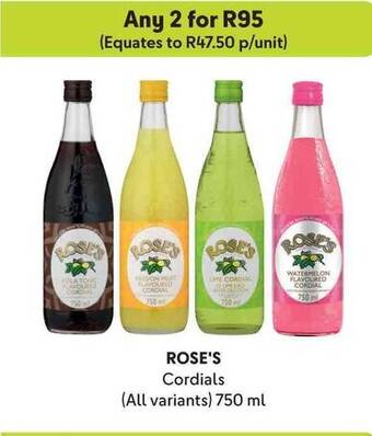 Makro ROSE'S Cordials (All variants) 750 ml offer