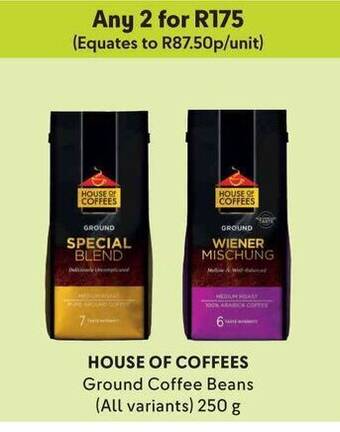 Makro HOUSE OF COFFEES Ground Coffee Beans (All variants) 250g offer
