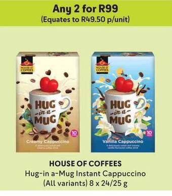 Makro HOUSE OF COFFEES Hug-in a-Mug Instant Cappuccino (All variants) 8 x 24/25g offer