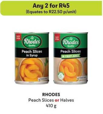 Makro RHODES Peach Slices or Halves 410g offer