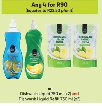 Makro m Dishwash Liquid 750 ml (x2) and Dishwash Liquid Refill 750 ml (x2) offer
