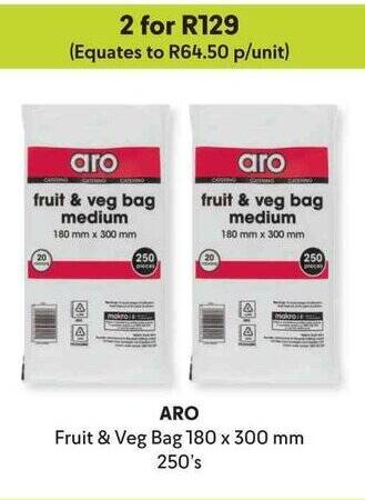 Makro ARO Fruit & Veg Bag 180 x 300 mm 250's offer