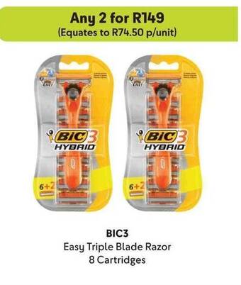 Makro BIC3 Easy Triple Blade Razor 8 Cartridges offer