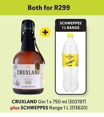 Makro CRUXLAND Gin 1 x 750 ml plus SCHWEPPES Range 1 L offer