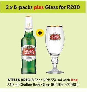Makro STELLA ARTOIS Beer NRB 330ml with free 330ml Chalice Beer Glass offer