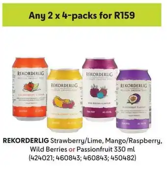 REKORDERLIG Strawberry/Lime, Mango/Raspberry, Wild Berries or Passionfruit 330 ml
