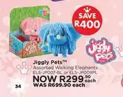 Jiggly pets assorted walking elephants els-jp007-bl or els-jp009pl-each