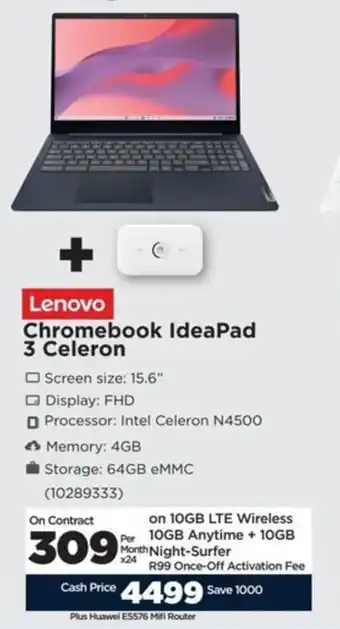 HiFi Corp Lenovo Chromebook IdeaPad 3 Celeron offer