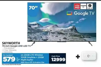 HiFi Corp SKYWORTH 70-inch Google UHD LED TV offer