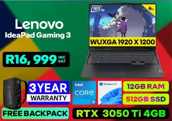Evetech Lenovo IdeaPad Gaming 3 offer
