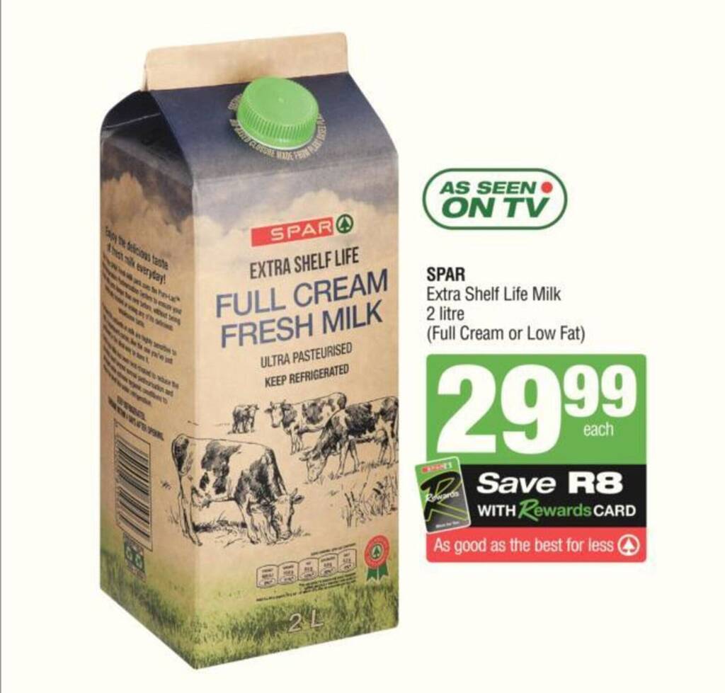 SPAR Extra Shelf Life Milk 2 litre offer at KwikSpar