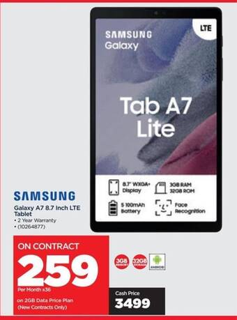 HiFi Corp SAMSUNG Galaxy A7 8.7 Inch LTE Tablet offer