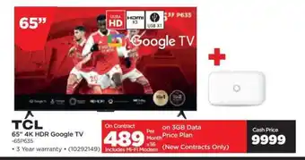 HiFi Corp TCL 65" 4K HDR Google TV offer