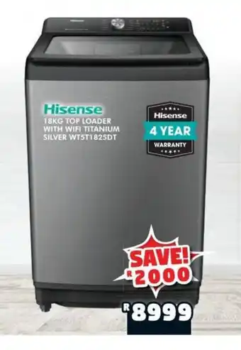 Russells Hisense 18KG TOP LOADER WITH WIFI TITANIUM SILVER offer