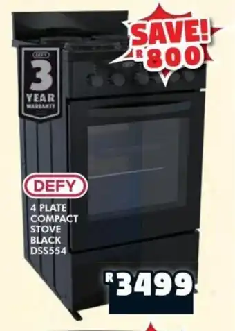 Russells DEFY 4 PLATE COMPACT STOVE BLACK DSS554 offer