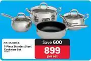 Makro Primaries 7-piece stainless steel cookware set 451941-per set offer
