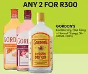 Gordon's london dry, pink berry or sunset orange gin-for any 2