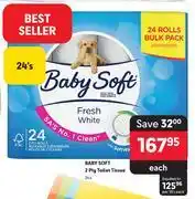 Baby soft 2 ply toilet tissue-24's each