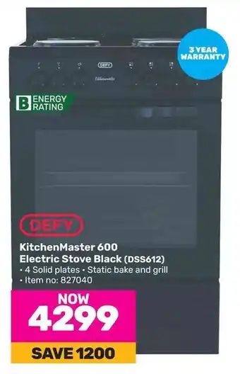 Game DEFY KitchenMaster 600 Electric Stove Black (DSS612) offer