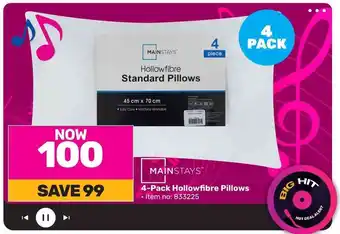 Game MAINSTAYS 4-Pack Hollowfibre Pillows offer