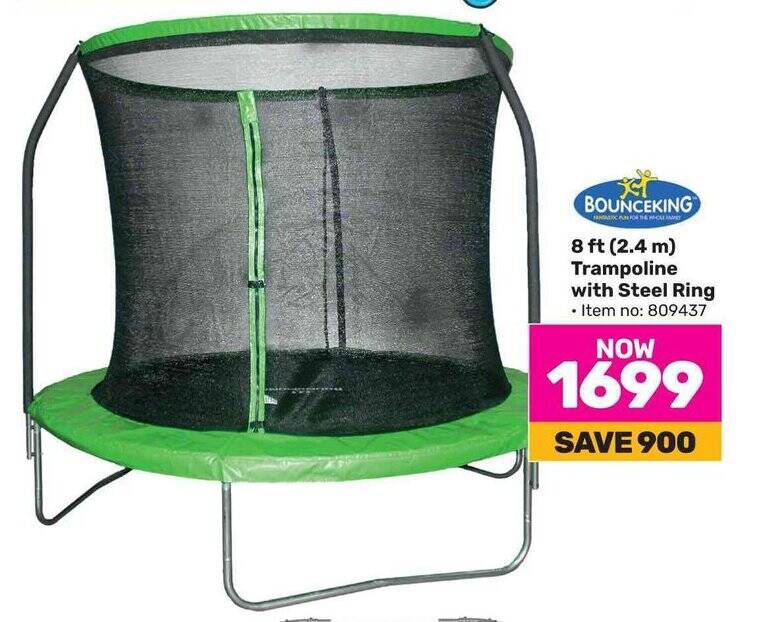 BOUNCEKING 8 ft (2.4 m) Trampoline with Steel Ring offer at Game